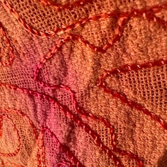 Chicos Hoodie Shirt Womens SMALL Boho Orange V-Neck Embroidered Long Sleeve - Picture 5 of 12